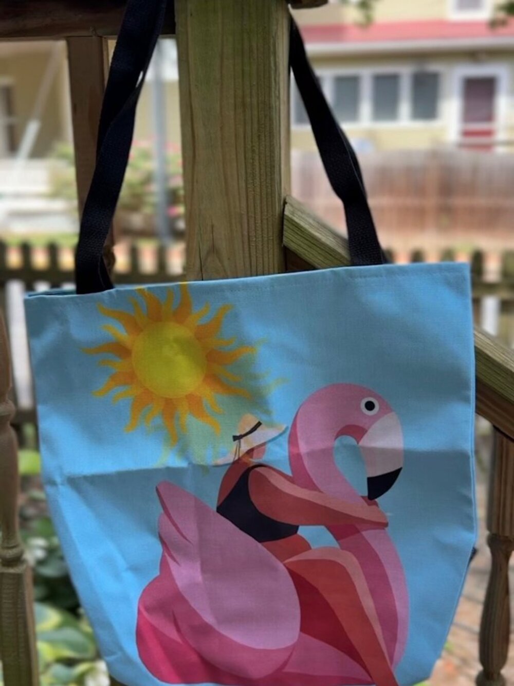 Society6 Flamingo Float Tote Bag Plus Size Pool Art Beach Bag Summer Vacation